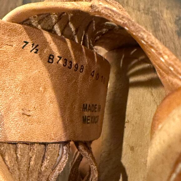 Frye brown leather strappy cone block heel sandals size 7.5 - Picture 3 of 7